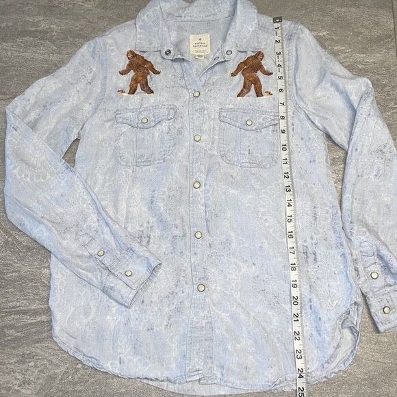 American Eagle Sz S/P  Vintage Boyfriend Western Pearl Snap Yetti Cowgirl - Picture 3 of 10